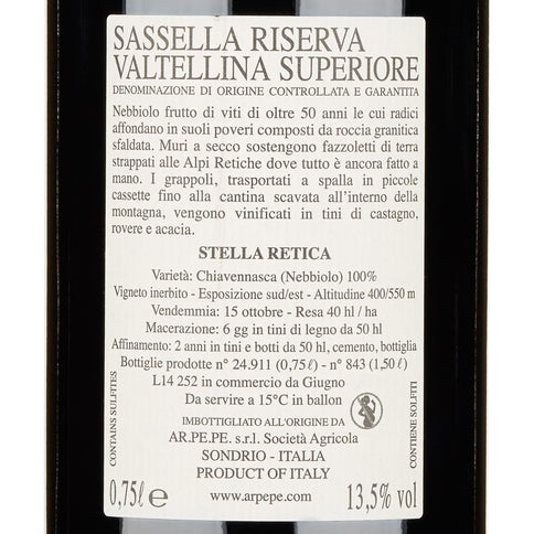 Valtellina Superiore Sassella DOCG "Stella Retica" 2022 - Arpepe
