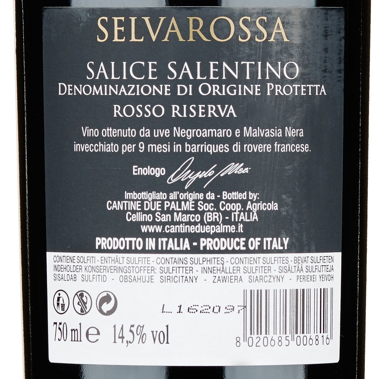 Salice Salentino Rosso Riserva DOP "Selvarossa" 2021 - Due Palme